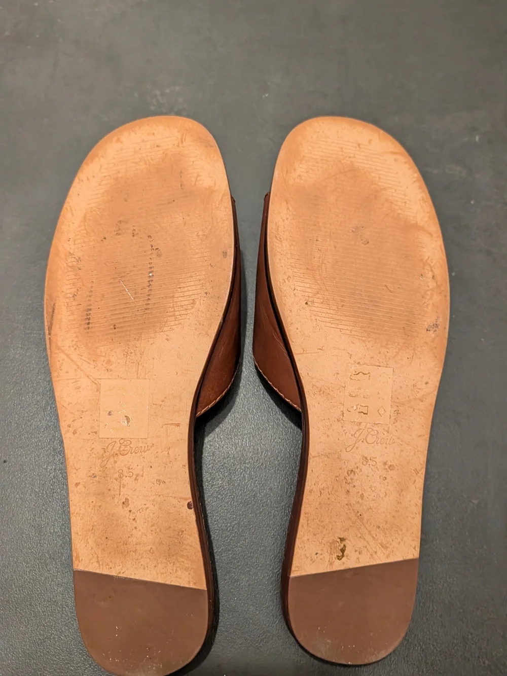 J.Crew Gretchen Padded Slide Sandals in Vachetta Leather 8.5